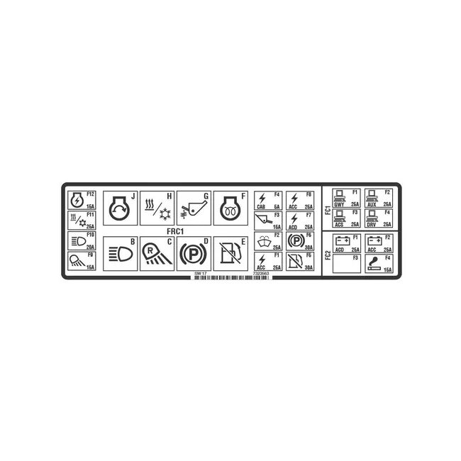 Bobcat 7323563 Fuse Relay Decal for Loaders, 7323563
