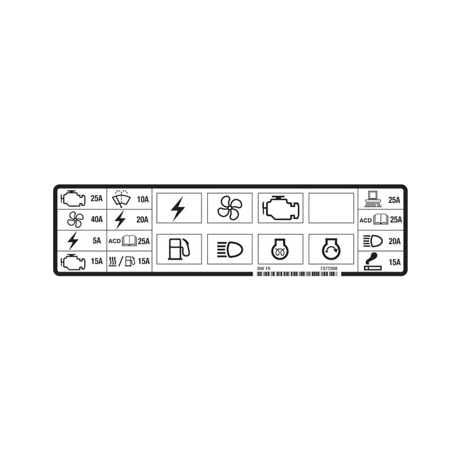 Bobcat 7377268 Fuse Decal, 7377268