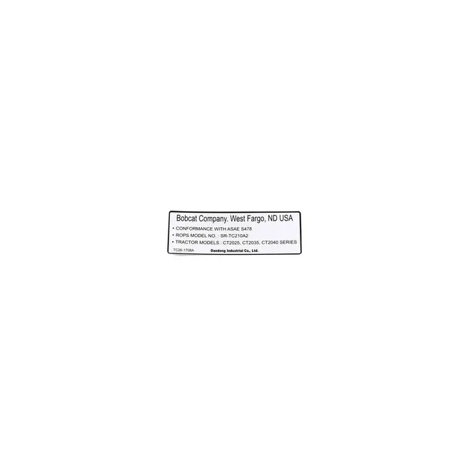 Bobcat 7382717 ROPS Decal for Tractors, 7382717