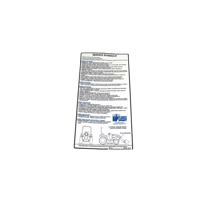 Bobcat 7386377 Service Schedule Decal for Tractors, 7386377